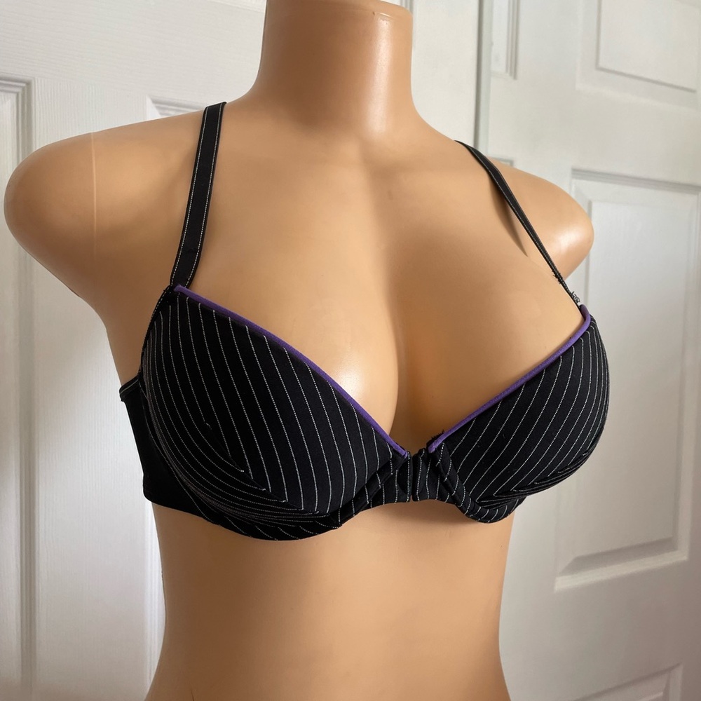 Marlies Dekkers Pinstriped Purple Trim Push-Up Bra **Rare Sample**